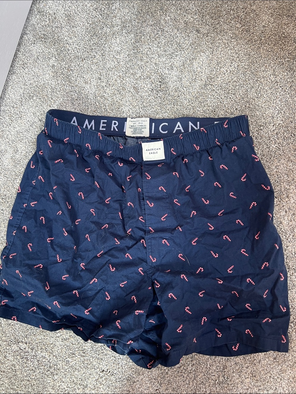 American Eagle Outfitters Navy Candy Cane Print Boxer Shorts